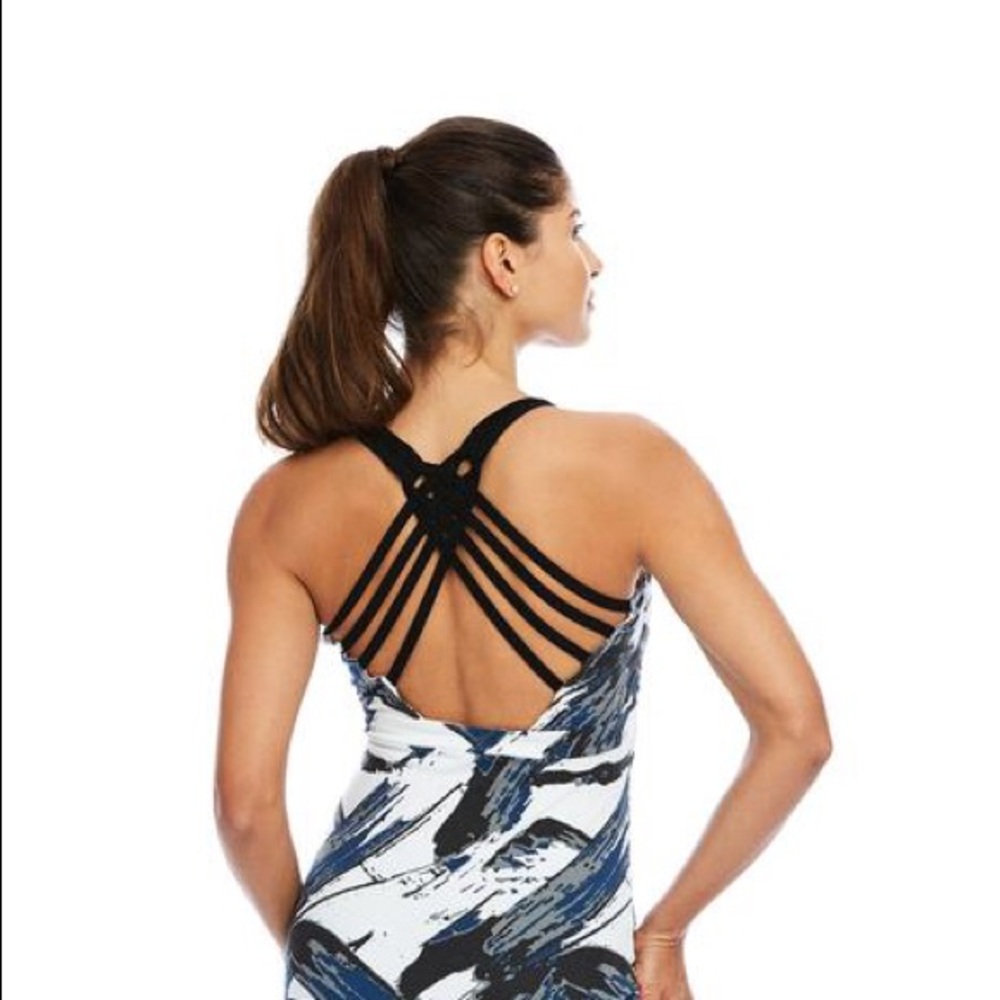 SATVA Workout/Yoga Cami in Gray Brush Print (L)